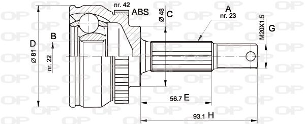 OPEN PARTS Шарнирный комплект, приводной вал CVJ5193.10